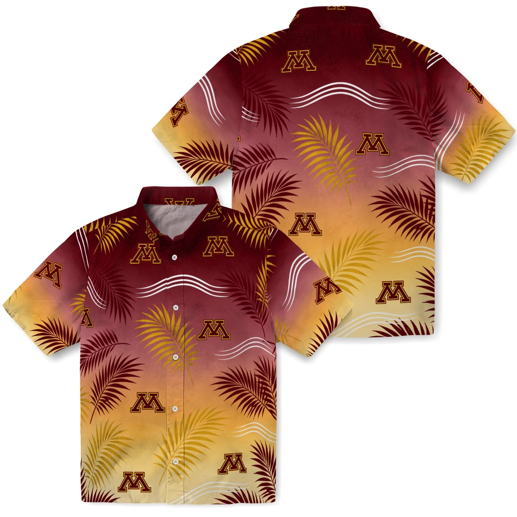 minnesota-golden-gophers-hawaiian-shirt-personalized-ombre-fronds-maroon-high-quality.webp