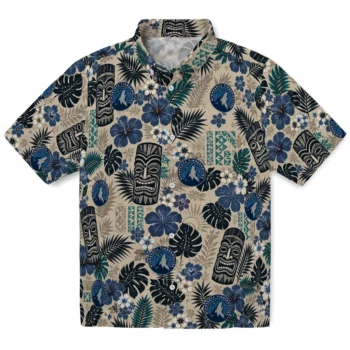 Minnesota Timberwolves Hawaiian Shirt - Tiki Masks Warm Beige