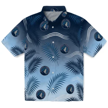 Minnesota Timberwolves Hawaiian Shirt - Ombre Fronds Midnight Blue
