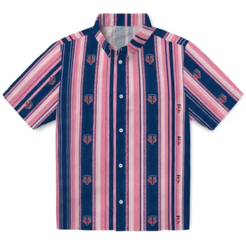 Minnesota Twins Hawaiian Shirt - Distressed Stripes Navy Red
