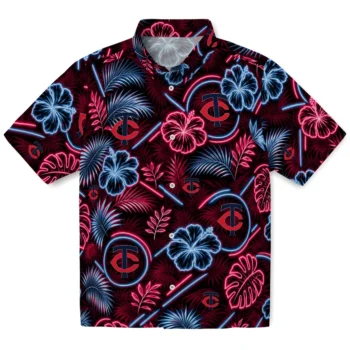 Minnesota Twins Hawaiian Shirt - Neon Florals Black