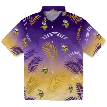 Minnesota Vikings Hawaiian Shirt - Ombre Fronds Purple