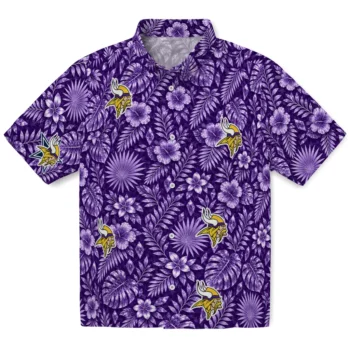Minnesota Vikings Hawaiian Shirt - Crystal Foliage Purple