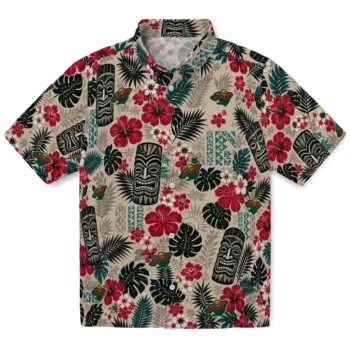 Minnesota Wild Hawaiian Shirt - Tiki Masks Warm Beige
