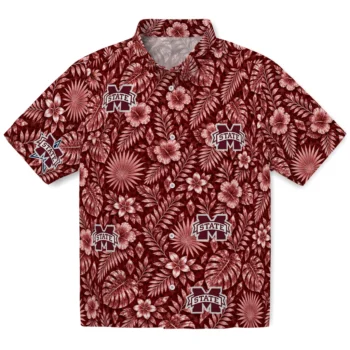 Mississippi State Bulldogs Hawaiian Shirt - Crystal Foliage Maroon