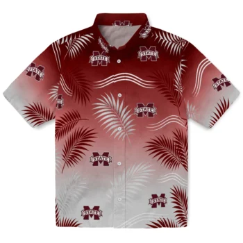 Mississippi State Bulldogs Hawaiian Shirt - Ombre Fronds Maroon
