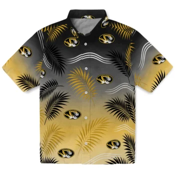 Missouri Tigers Hawaiian Shirt - Ombre Fronds Black