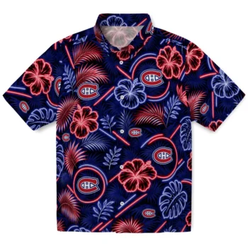 Montreal Canadiens Hawaiian Shirt - Neon Florals Black