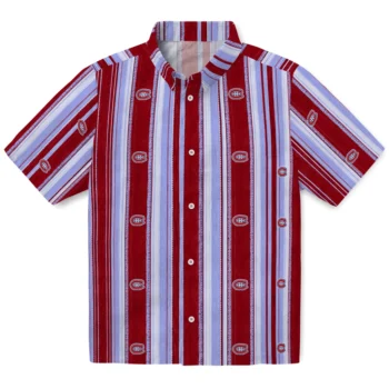 Montreal Canadiens Hawaiian Shirt - Distressed Stripes Red Blue