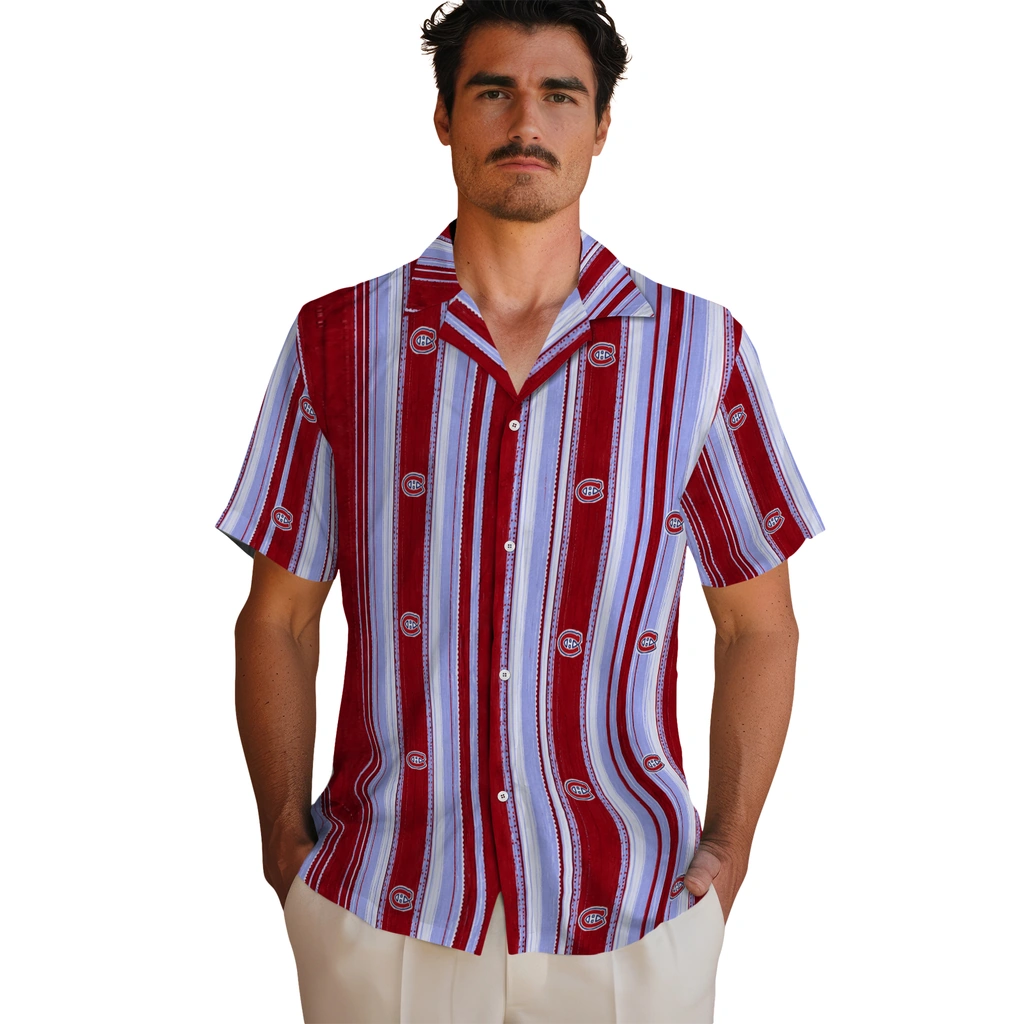 montreal-canadiens-hawaiian-shirt-personalized-distressed-stripes-red-blue-fashion-forward.webp