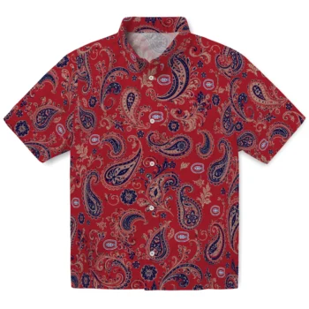 Montreal Canadiens Hawaiian Shirt - Paisley Print Red