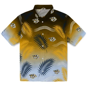 Nashville Predators Hawaiian Shirt - Ombre Fronds Gold