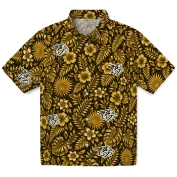 Nashville Predators Hawaiian Shirt - Crystal Foliage Gold