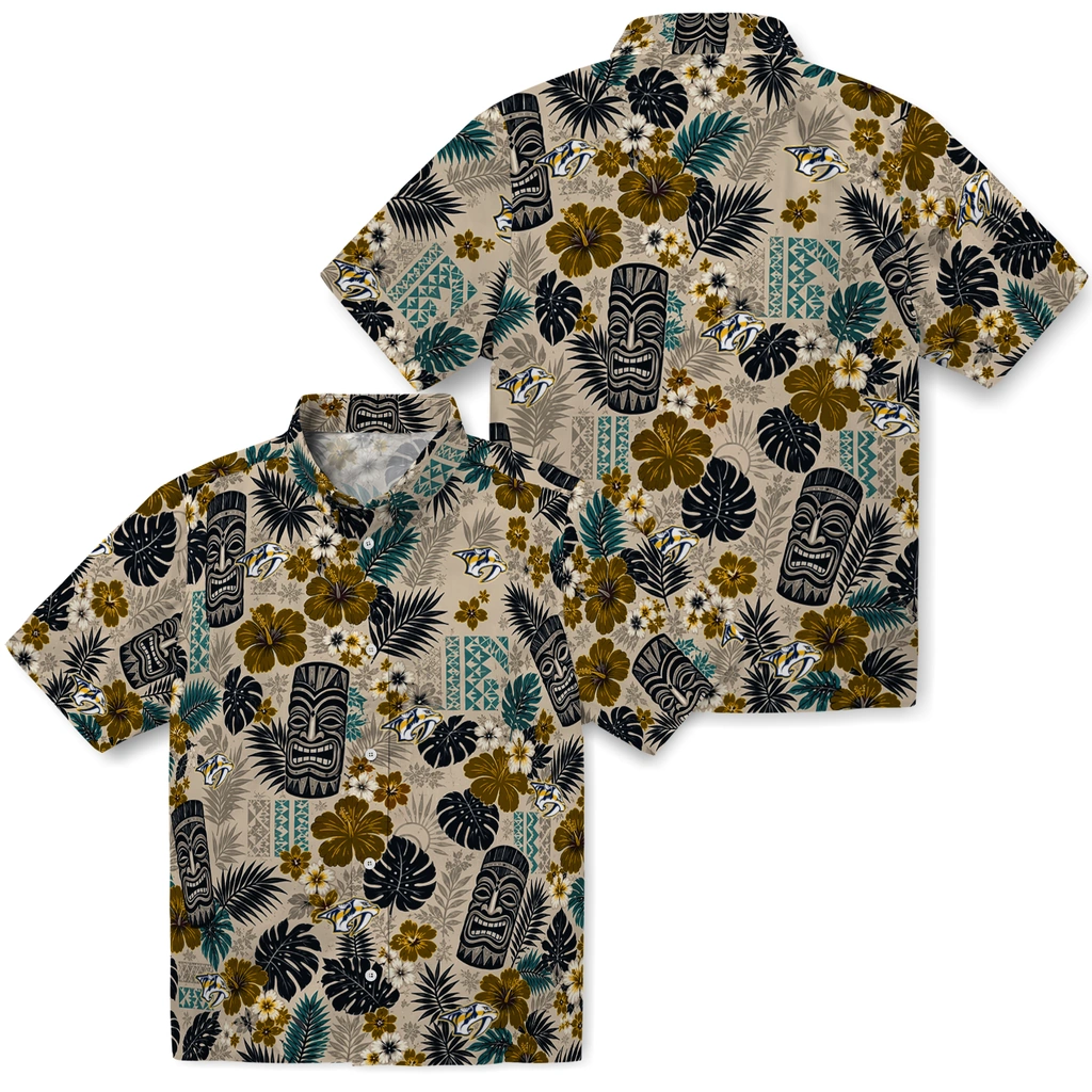 nashville-predators-hawaiian-shirt-personalized-tiki-masks-warm-beige-high-quality.webp