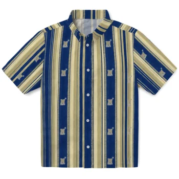 Navy Midshipmen Hawaiian Shirt - Distressed Stripes Blue Gold
