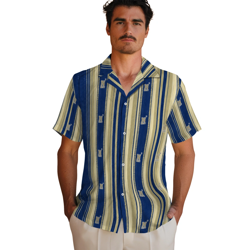 navy-midshipmen-hawaiian-shirt-customized-distressed-stripes-blue-gold-fashion-forward.webp