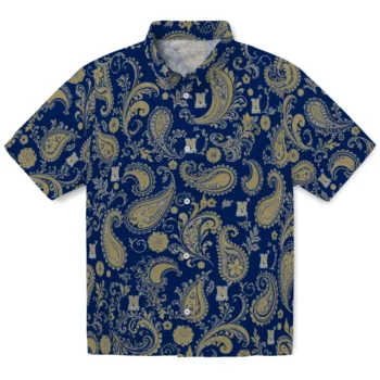 Navy Midshipmen Hawaiian Shirt - Paisley Print Blue