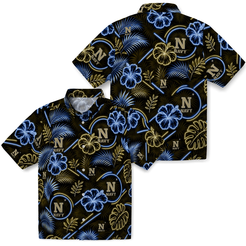 navy-midshipmen-hawaiian-shirt-personalized-neon-florals-black-high-quality.webp