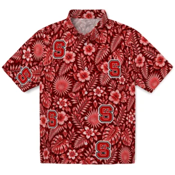 NC State Wolfpack Hawaiian Shirt - Crystal Foliage Red