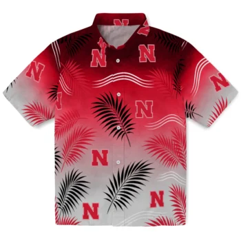 Nebraska Cornhuskers Hawaiian Shirt - Ombre Fronds Red