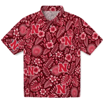 Nebraska Cornhuskers Hawaiian Shirt - Crystal Foliage Red