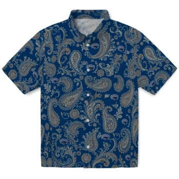 Nevada Wolf Pack Hawaiian Shirt - Paisley Print Blue