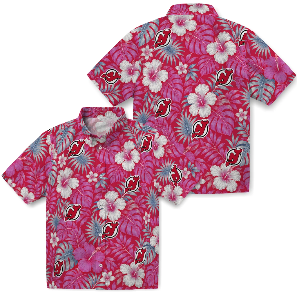 new-jersey-devils-hawaiian-shirt-custom-hibiscus-monstera-red-high-quality.webp