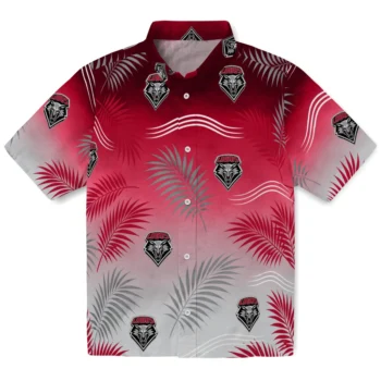 New Mexico Lobos Hawaiian Shirt - Ombre Fronds Red