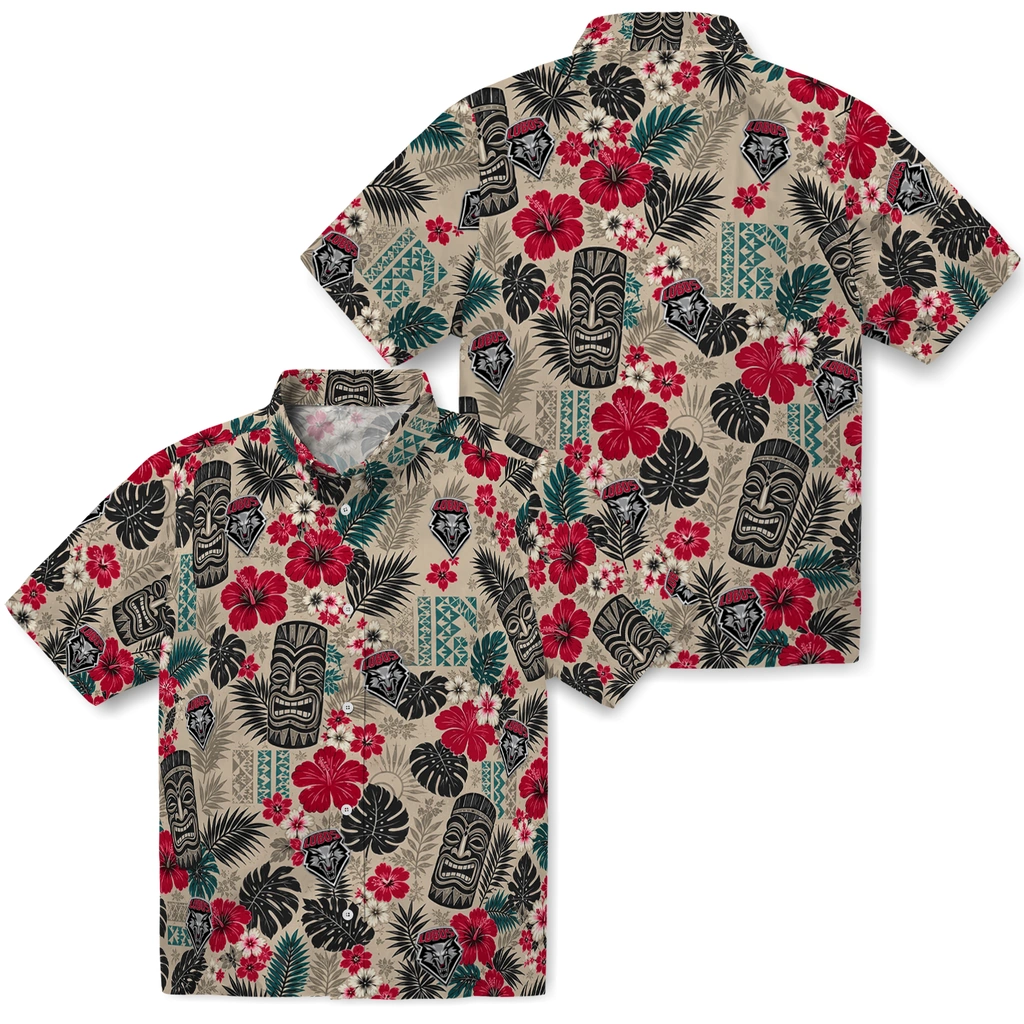 new-mexico-lobos-hawaiian-shirt-customized-tiki-masks-warm-beige-high-quality.webp