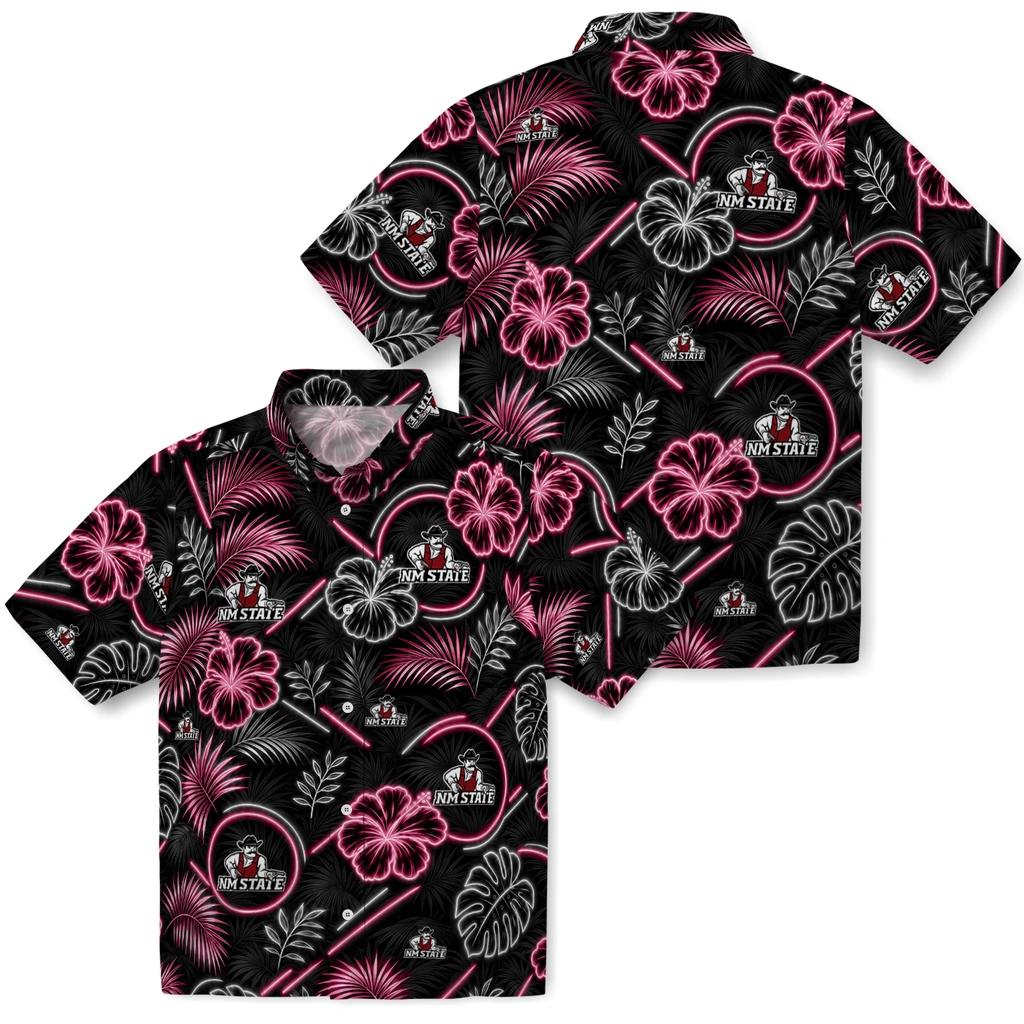 new-mexico-state-aggies-hawaiian-shirt-custom-neon-florals-black-high-quality.webp