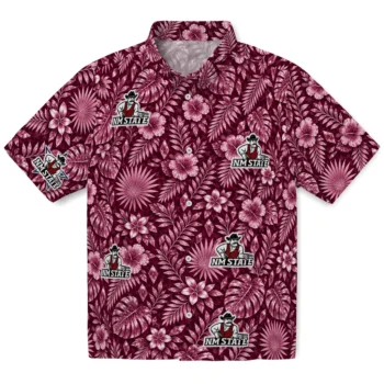 New Mexico State Aggies Hawaiian Shirt - Crystal Foliage Crimson