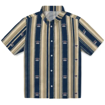 New Orleans Pelicans Hawaiian Shirt - Distressed Stripes Navy Gold