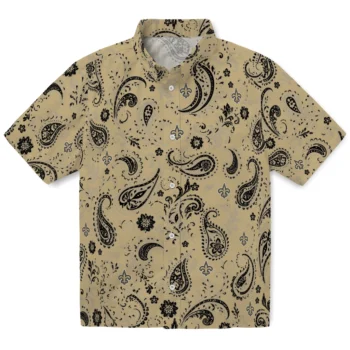 New Orleans Saints Hawaiian Shirt - Paisley Print Gold