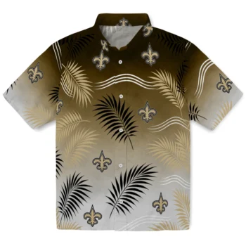 New Orleans Saints Hawaiian Shirt - Ombre Fronds Gold