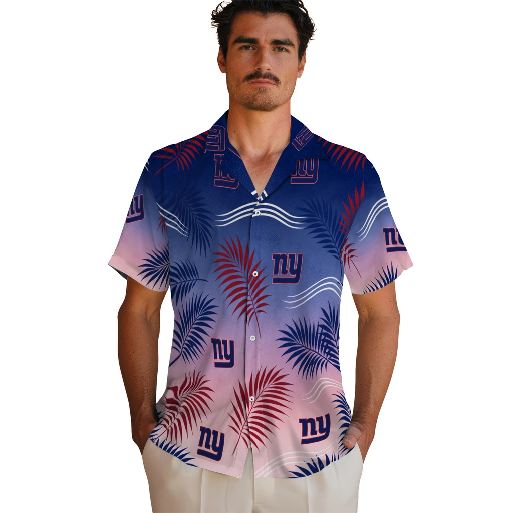 new-york-giants-hawaiian-shirt-custom-ombre-fronds-blue-fashion-forward.webp