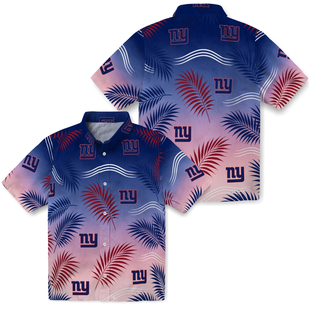 new-york-giants-hawaiian-shirt-custom-ombre-fronds-blue-high-quality.webp
