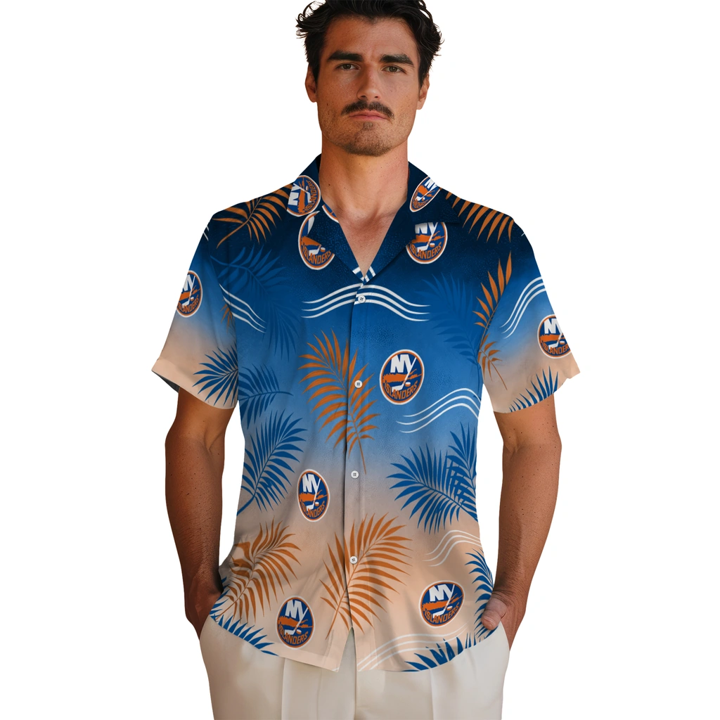 new-york-islanders-hawaiian-shirt-custom-ombre-fronds-blue-fashion-forward.webp