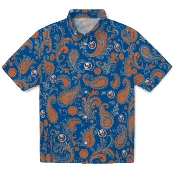 New York Islanders Hawaiian Shirt - Paisley Print Blue