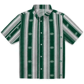 New York Jets Hawaiian Shirt - Distressed Stripes Green White