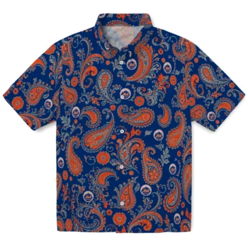 New York Mets Hawaiian Shirt - Paisley Print Blue