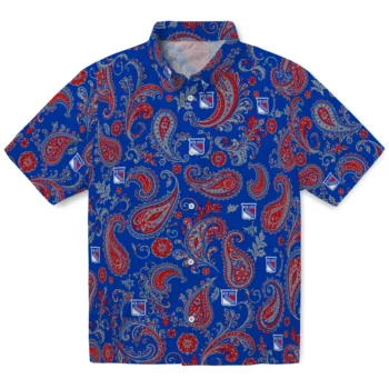New York Rangers Hawaiian Shirt - Paisley Print Blue