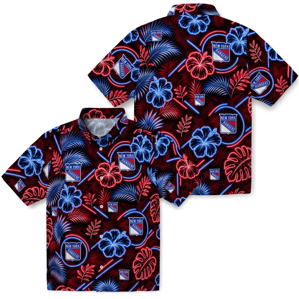 new-york-rangers-hawaiian-shirt-customized-neon-florals-black-high-quality.webp