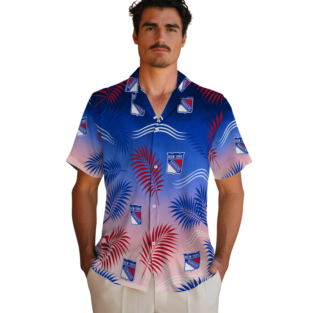 new-york-rangers-hawaiian-shirt-customized-ombre-fronds-blue-fashion-forward.webp