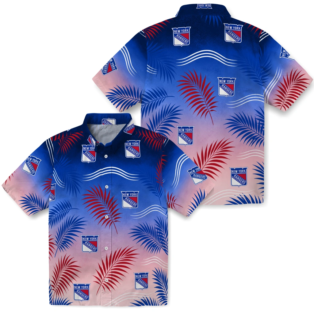 new-york-rangers-hawaiian-shirt-customized-ombre-fronds-blue-high-quality.webp