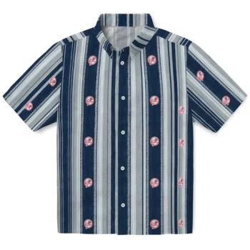 New York Yankees Hawaiian Shirt - Distressed Stripes Navy Gray