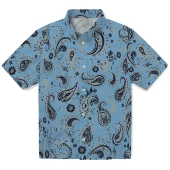 North Carolina Tar Heels Hawaiian Shirt - Paisley Print Light Blue