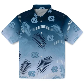 North Carolina Tar Heels Hawaiian Shirt - Ombre Fronds Light Blue