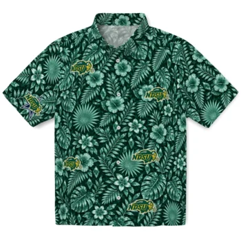 North Dakota State Bison Hawaiian Shirt - Crystal Foliage Green