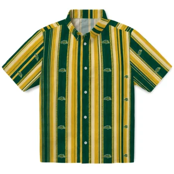 North Dakota State Bison Hawaiian Shirt - Distressed Stripes Green Yellow