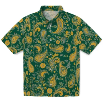 North Dakota State Bison Hawaiian Shirt - Paisley Print Green